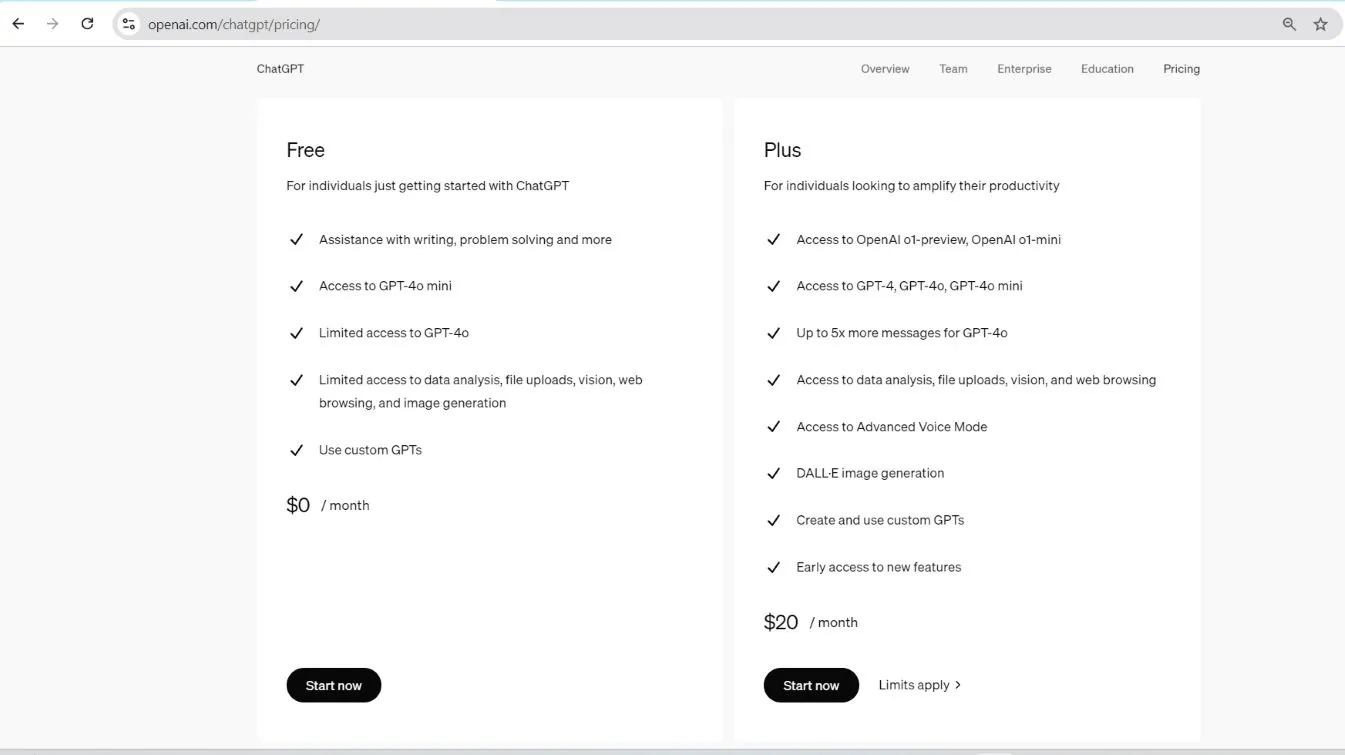 GPT-4 and gpt4o pricing